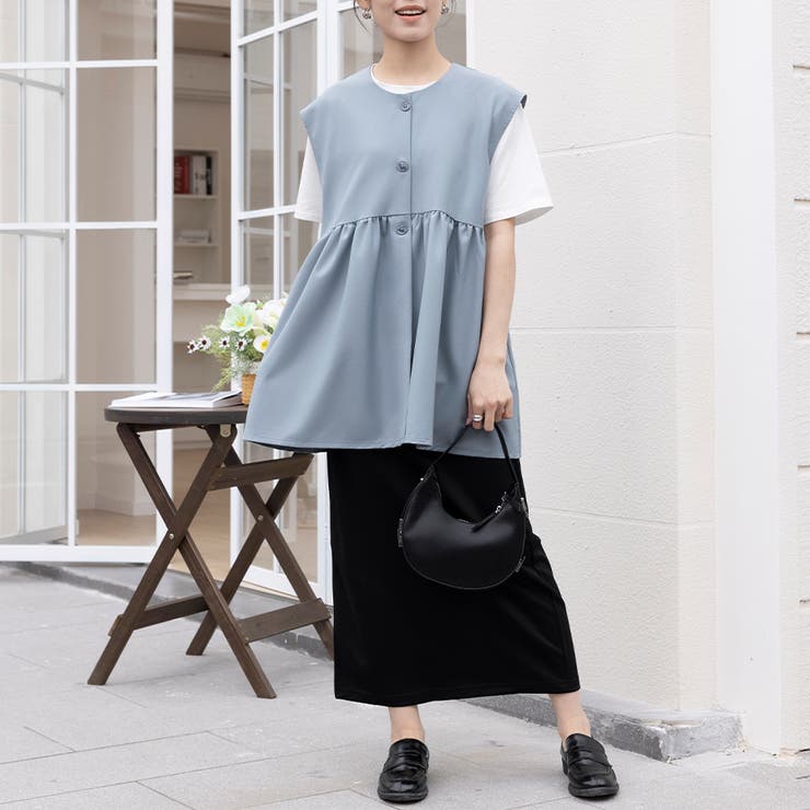 ペプラムシルエット ボタン付き ラウンドネック | Doux Belle  | 詳細画像11 