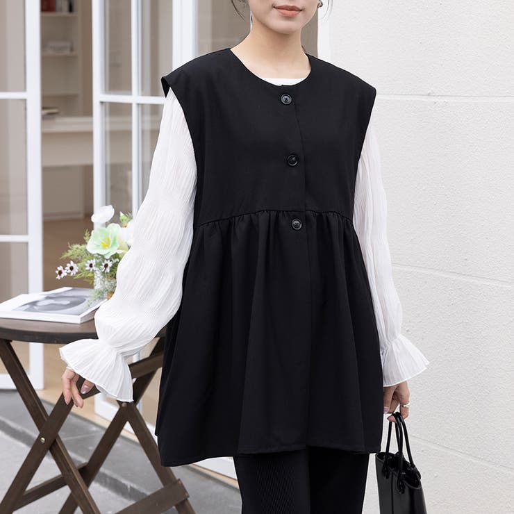 ペプラムシルエット ボタン付き ラウンドネック | Doux Belle  | 詳細画像17 