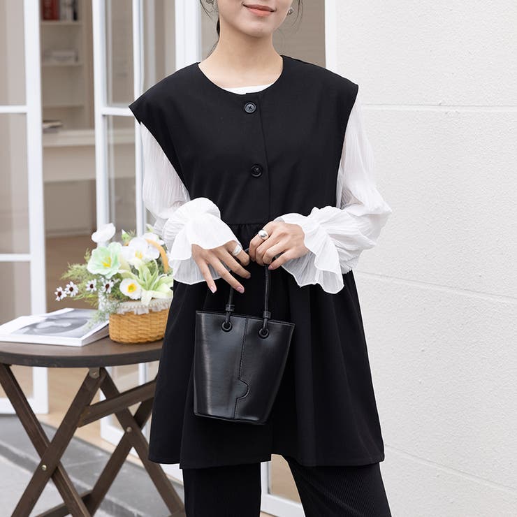 ペプラムシルエット ボタン付き ラウンドネック | Doux Belle  | 詳細画像18 