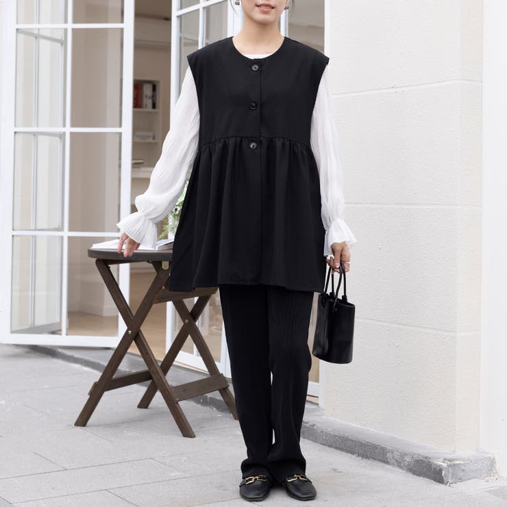 ペプラムシルエット ボタン付き ラウンドネック | Doux Belle  | 詳細画像19 