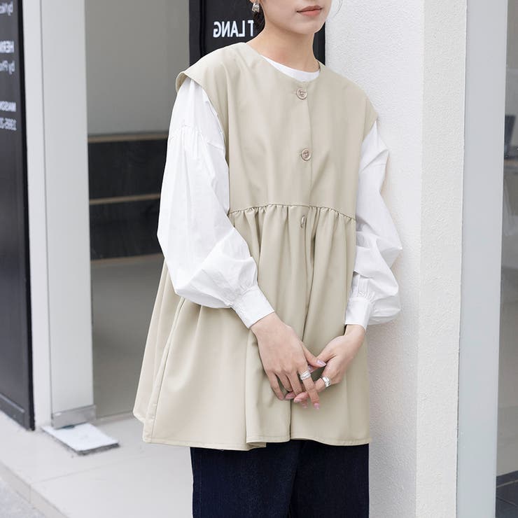 ペプラムシルエット ボタン付き ラウンドネック | Doux Belle  | 詳細画像6 