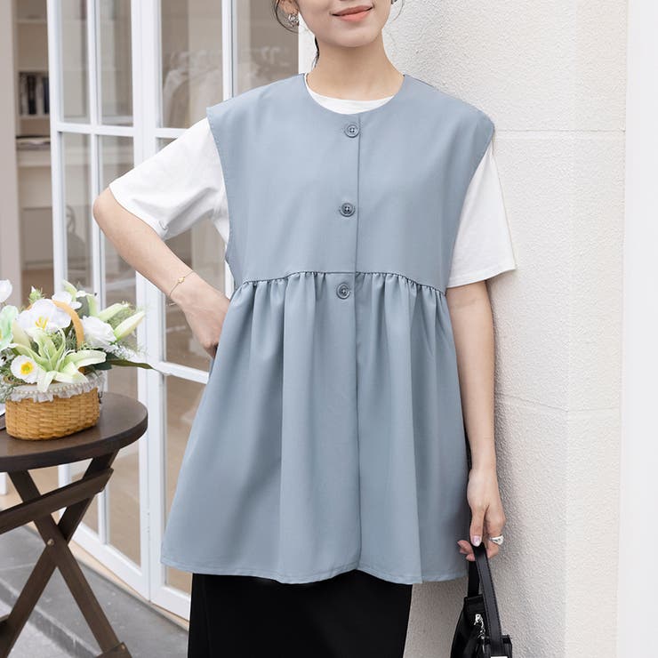 ペプラムシルエット ボタン付き ラウンドネック | Doux Belle  | 詳細画像9 