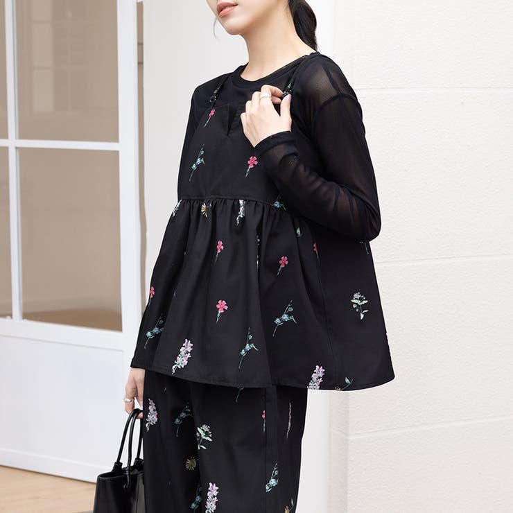 ブラック | 花柄キャミビスチェ | Doux Belle 