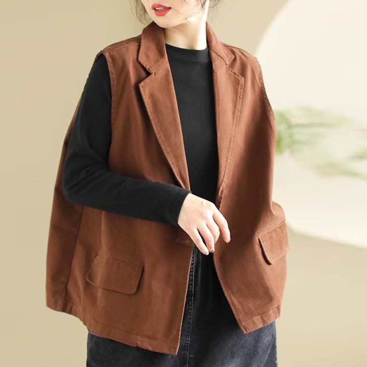 タン | テーラード風ベスト | Doux Belle 