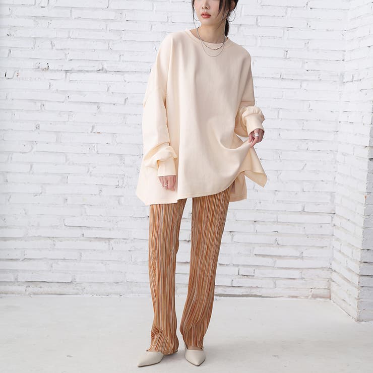 アイボリー | 長袖トップス 体型カバー カジュアル | Doux Belle 