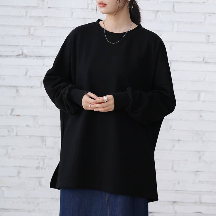 ブラック | 長袖トップス 体型カバー カジュアル | Doux Belle 