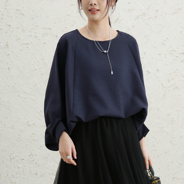 長袖トップス 体型カバー 無地[品番：DBLW0001560]｜Doux Belle