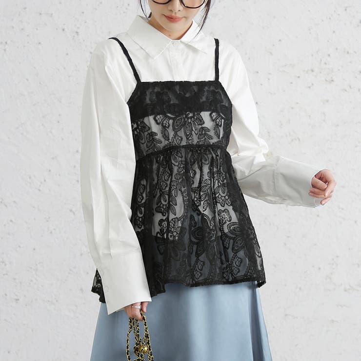 ブラック | トップス キャミソール 透け | Doux Belle 