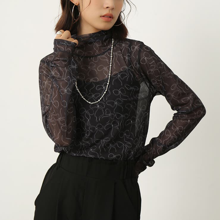 ブラック | トップス カットソー 透け感 | Doux Belle 