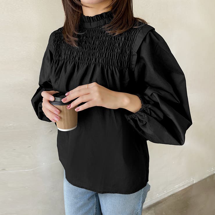 ブラック | Instagramで大人気！ ぽわん袖 ギャザー | Doux Belle 