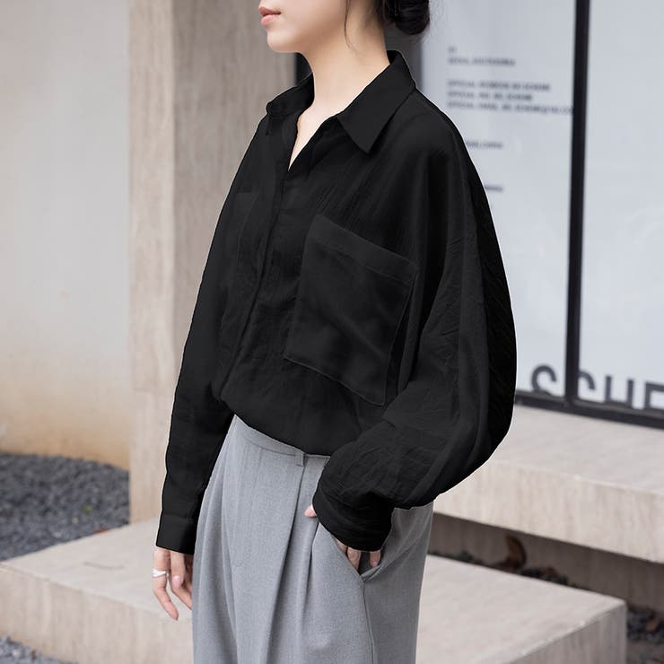 シアーシャツ ロング丈 ポケット付き | Doux Belle  | 詳細画像14 