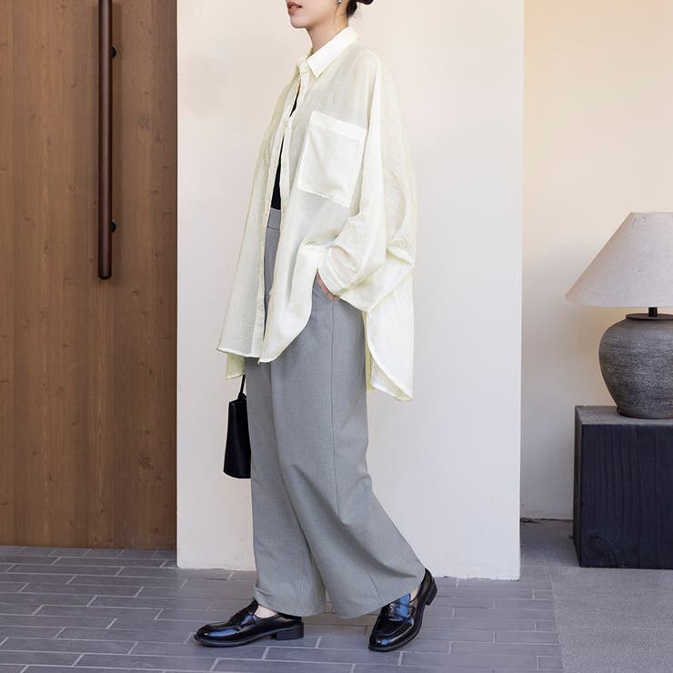 シアーシャツ ロング丈 ポケット付き | Doux Belle  | 詳細画像5 