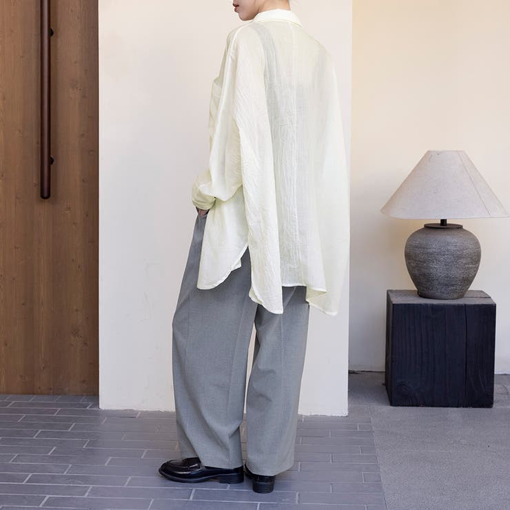 シアーシャツ ロング丈 ポケット付き | Doux Belle  | 詳細画像6 