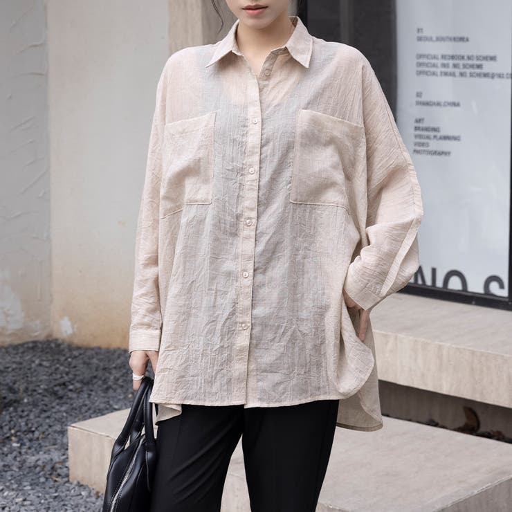 シアーシャツ ロング丈 ポケット付き | Doux Belle  | 詳細画像7 