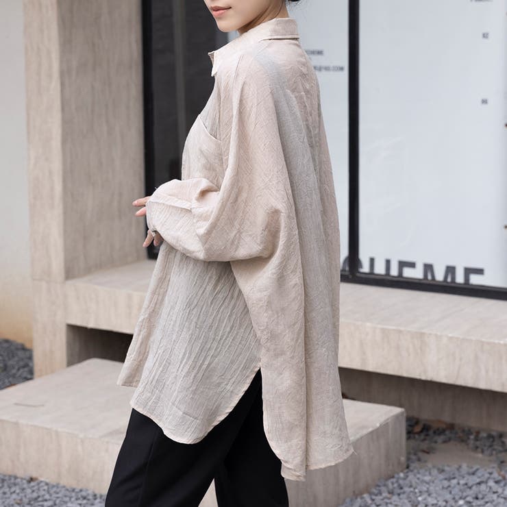 シアーシャツ ロング丈 ポケット付き | Doux Belle  | 詳細画像8 