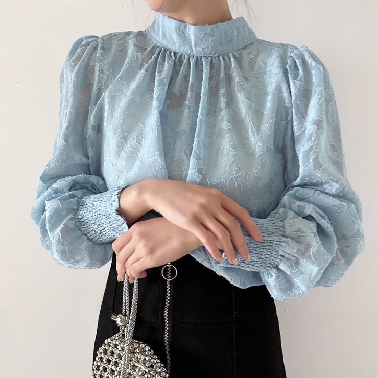 レースシアータートルネックブラウス | Doux Belle  | 詳細画像1 