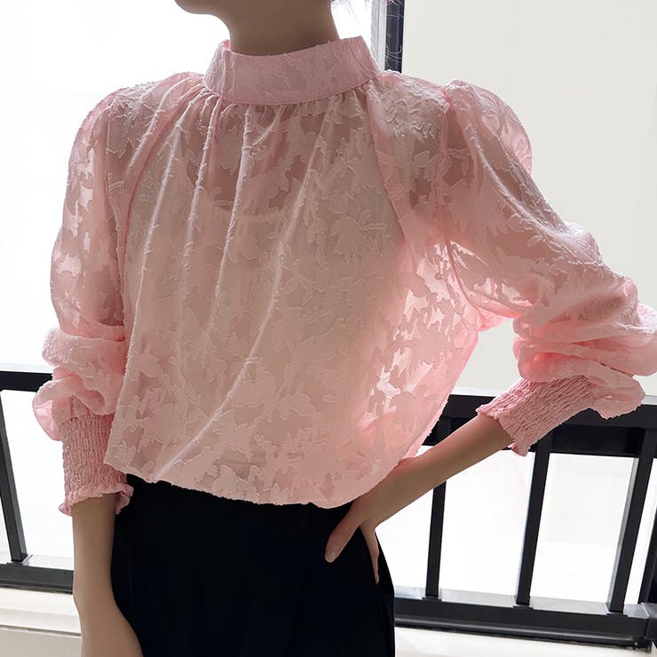 レースシアータートルネックブラウス[品番：DBLW0001819]｜Doux Belle