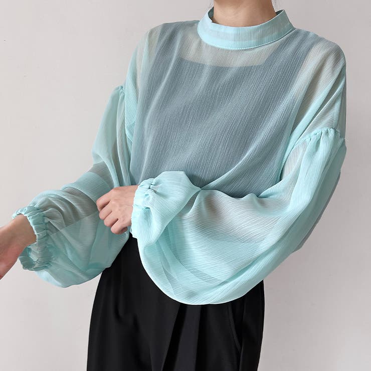 ライトグリーン | シアーパフブラウス | Doux Belle 