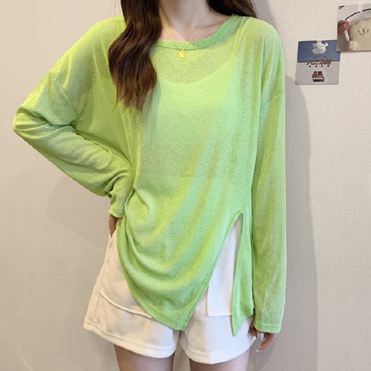 TYPE1ライトグリーン | 2typeラウンドネックシアートップス | Doux Belle 