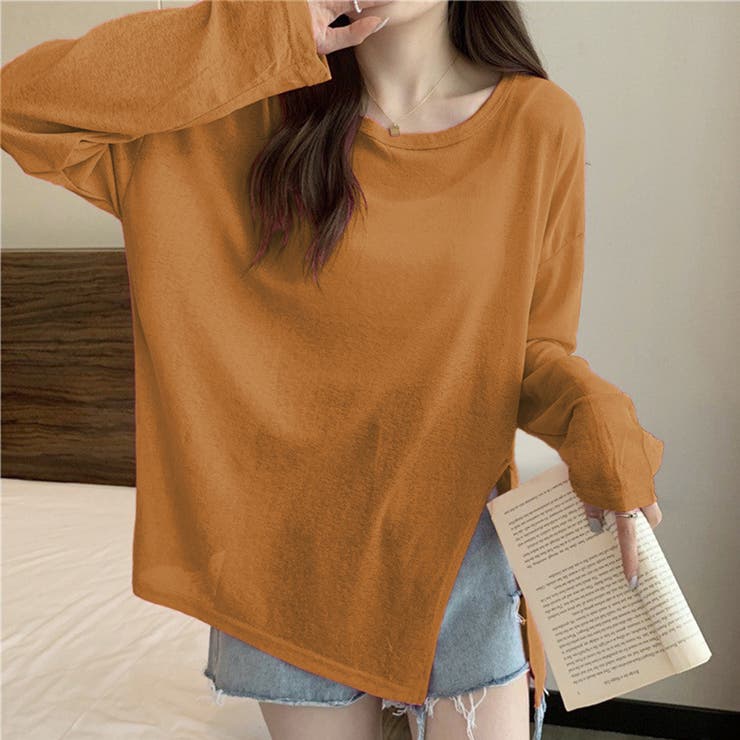 TYPE1オレンジ | 2typeラウンドネックシアートップス | Doux Belle 