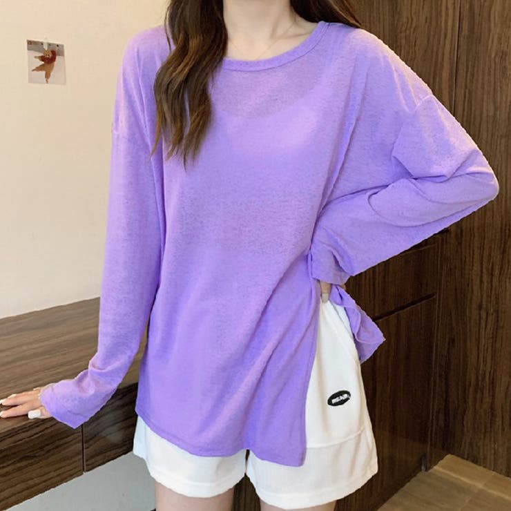 TYPE1パープル | 2typeラウンドネックシアートップス | Doux Belle 