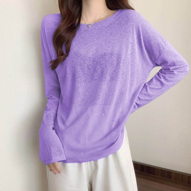 TYPE2パープル | 2typeラウンドネックシアートップス | Doux Belle 