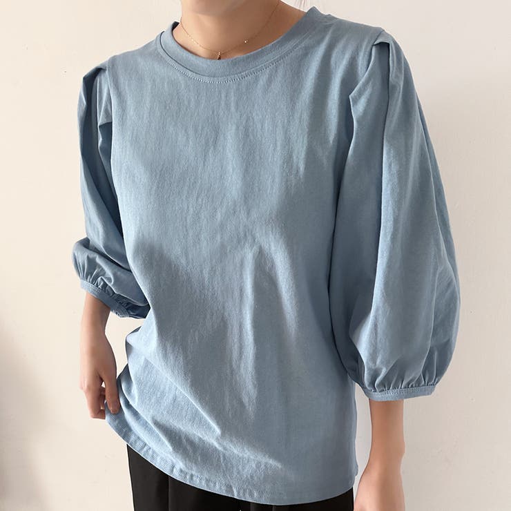 コットン素材シンプルボリュームスリーブカットソー | Doux Belle  | 詳細画像12 