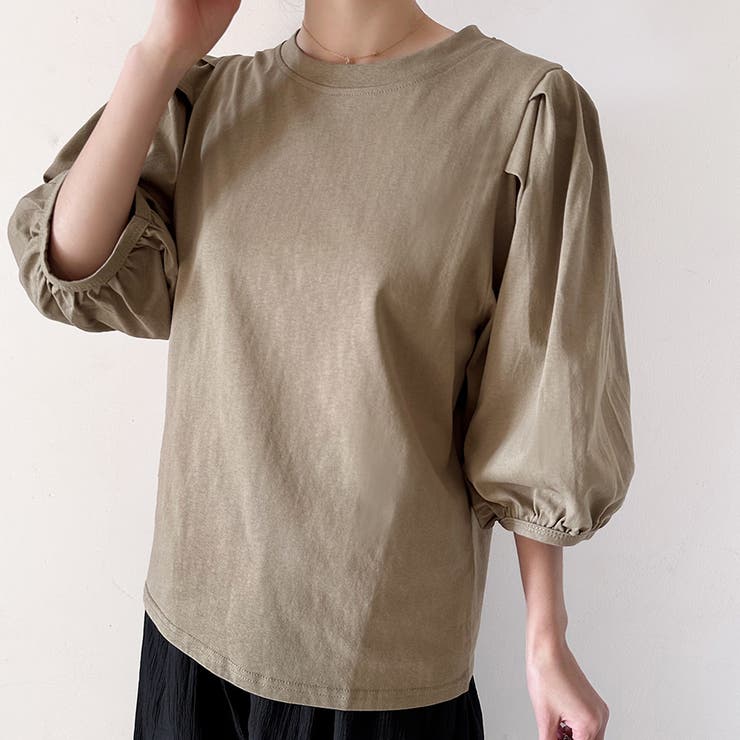 コットン素材シンプルボリュームスリーブカットソー | Doux Belle  | 詳細画像13 