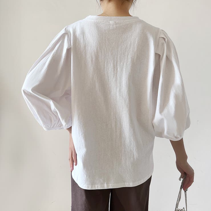 コットン素材シンプルボリュームスリーブカットソー | Doux Belle  | 詳細画像20 