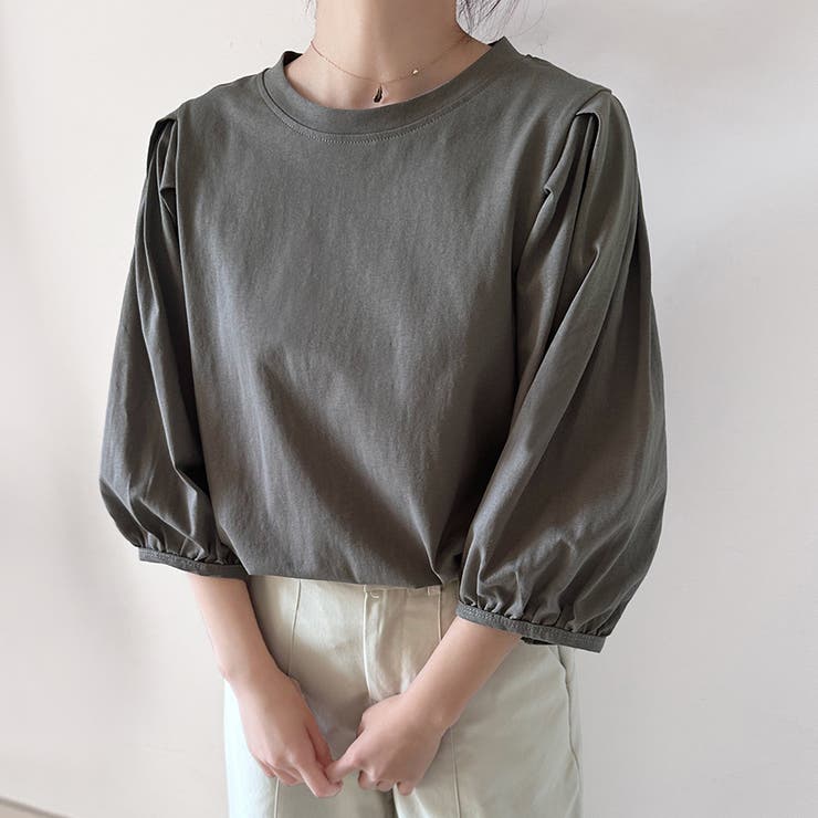 コットン素材シンプルボリュームスリーブカットソー | Doux Belle  | 詳細画像21 