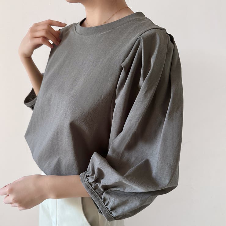 コットン素材シンプルボリュームスリーブカットソー | Doux Belle  | 詳細画像23 