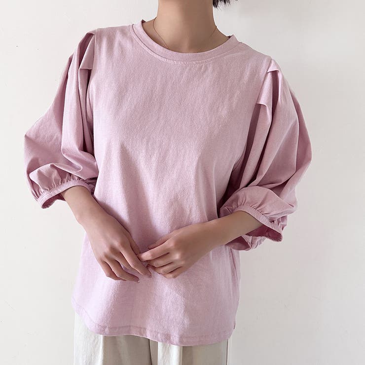 コットン素材シンプルボリュームスリーブカットソー | Doux Belle  | 詳細画像7 