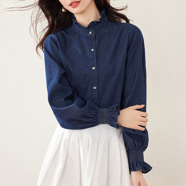 フリル襟デニムブラウス | Doux Belle  | 詳細画像5 