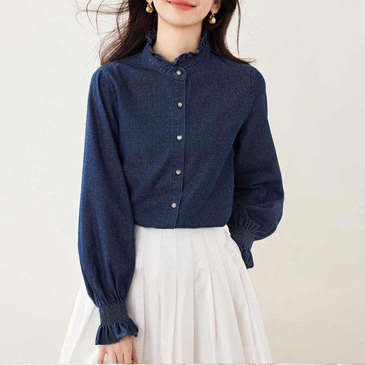 フリル襟デニムブラウス | Doux Belle  | 詳細画像6 