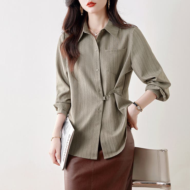 ウエストマークストライプシャツ | Doux Belle  | 詳細画像3 