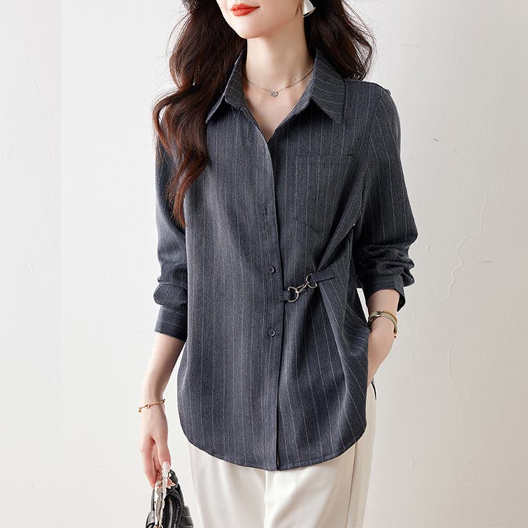 ウエストマークストライプシャツ | Doux Belle  | 詳細画像4 