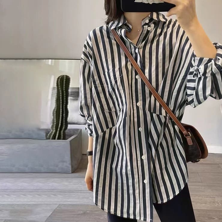 画像色 | モノトーンストライプシャツ | Doux Belle 