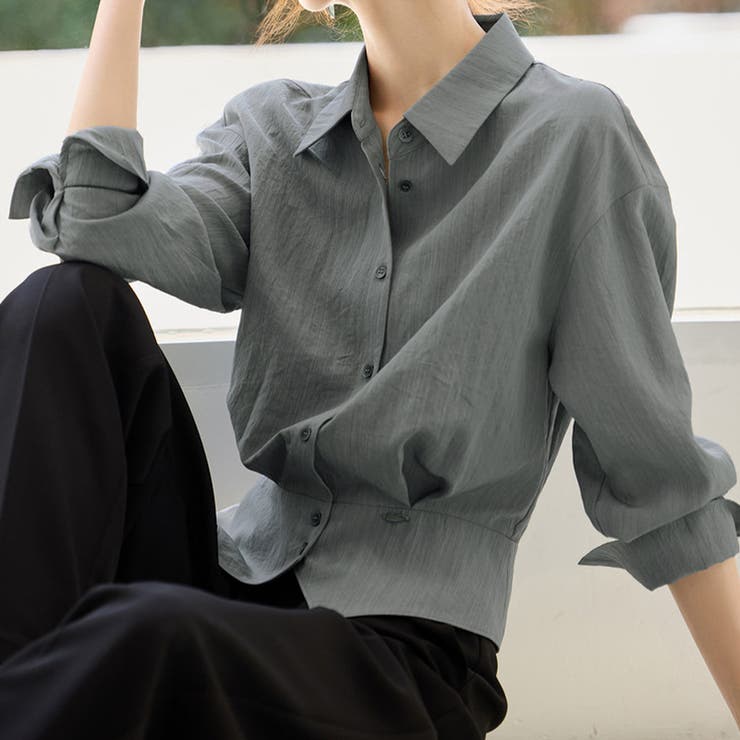 グレー | ウエストシェイプシャツ | Doux Belle 