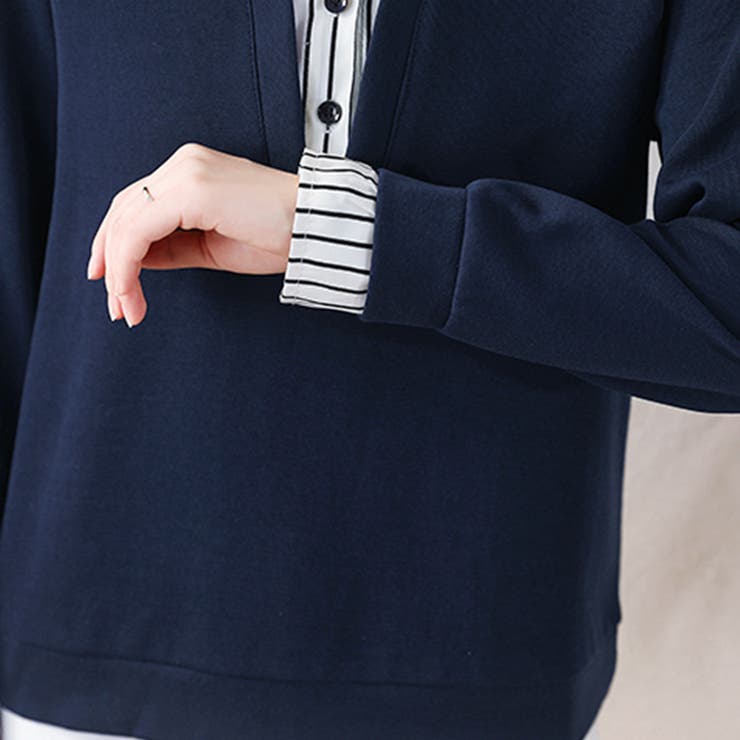 ストライプシャツ×プルオーバードッキングトップス | Doux Belle  | 詳細画像14 