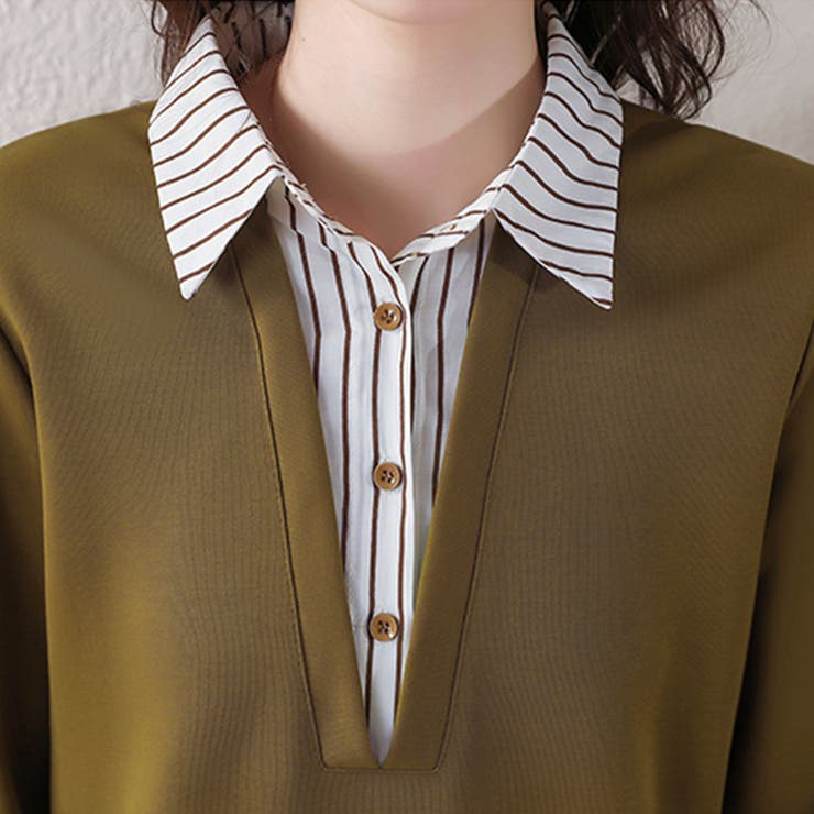 ストライプシャツ×プルオーバードッキングトップス | Doux Belle  | 詳細画像16 