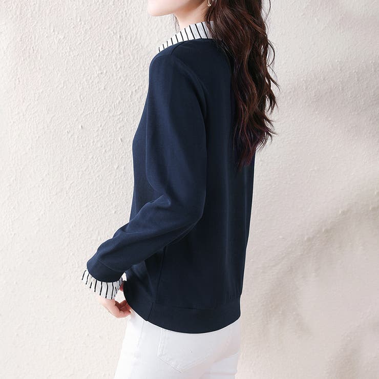 ストライプシャツ×プルオーバードッキングトップス | Doux Belle  | 詳細画像4 