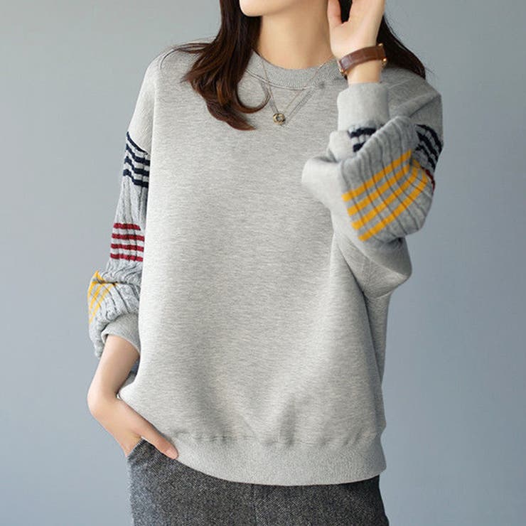 配色ライン×ギャザー袖スウェット | Doux Belle  | 詳細画像5 