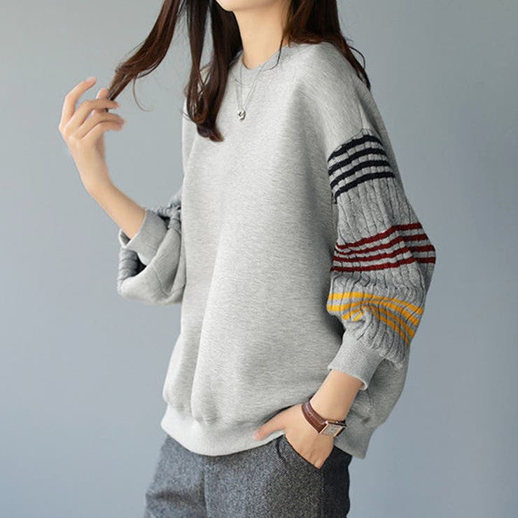 配色ライン×ギャザー袖スウェット | Doux Belle  | 詳細画像6 