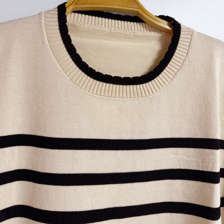 ボーダー×プリーツ袖ドッキングブラウス | Doux Belle  | 詳細画像12 