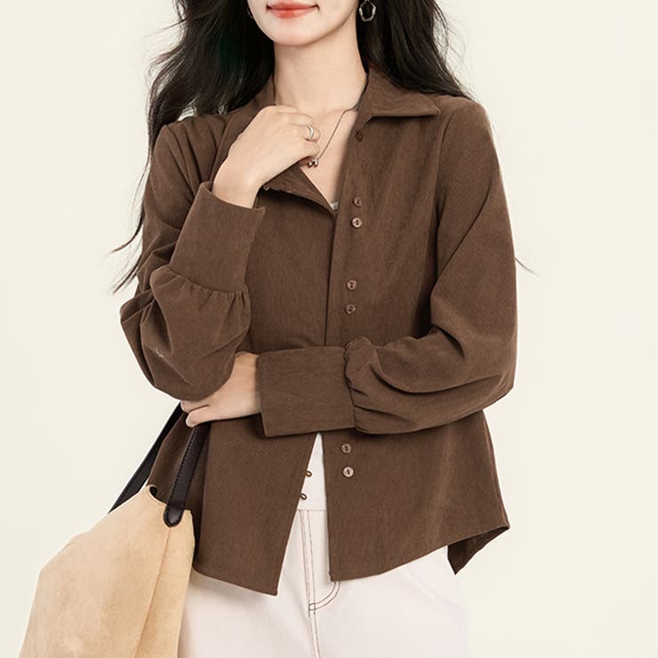 アシメボタン×バックタックブラウス | Doux Belle  | 詳細画像3 