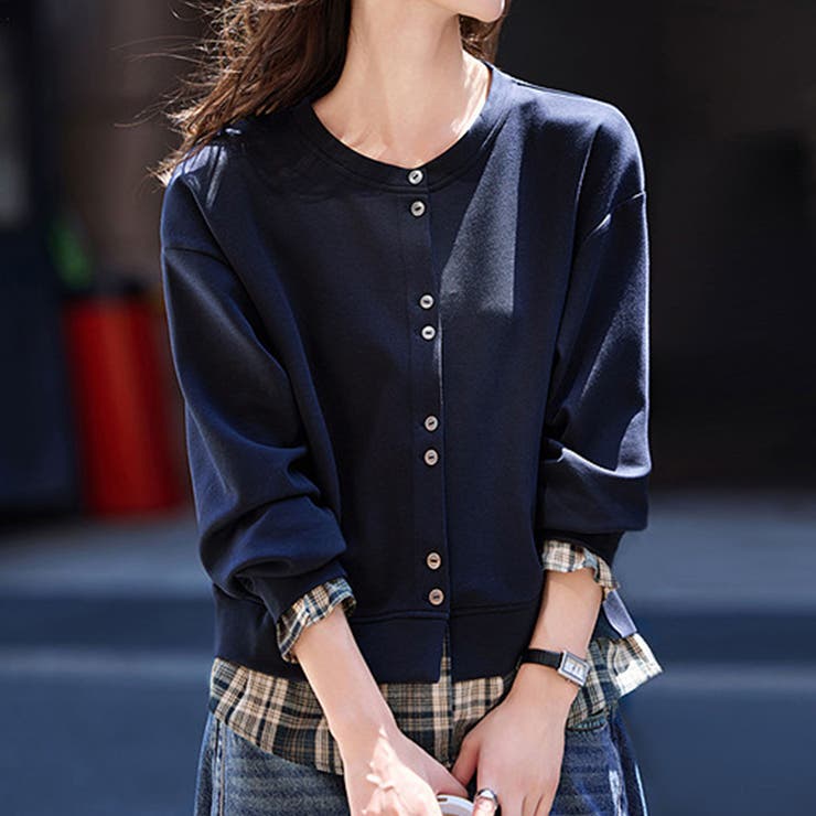 レイヤード風チェック柄トップス | Doux Belle  | 詳細画像2 