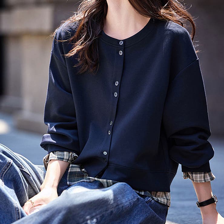 レイヤード風チェック柄トップス | Doux Belle  | 詳細画像3 