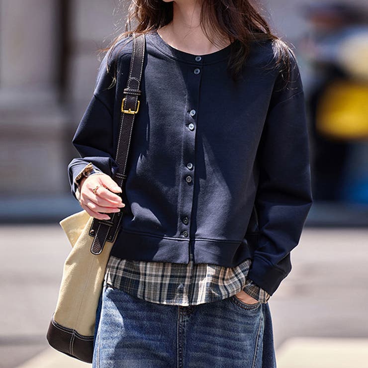 レイヤード風チェック柄トップス | Doux Belle  | 詳細画像4 