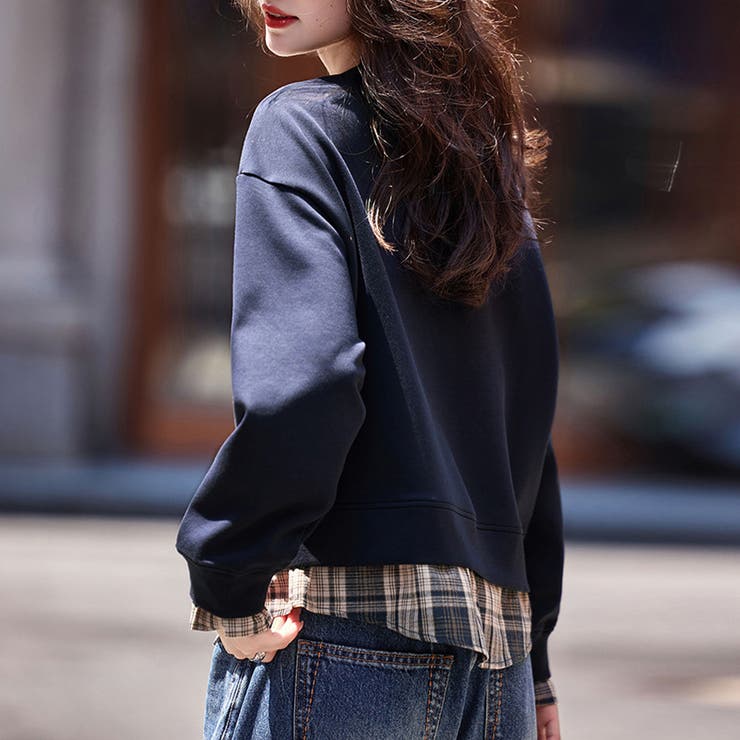 レイヤード風チェック柄トップス | Doux Belle  | 詳細画像5 