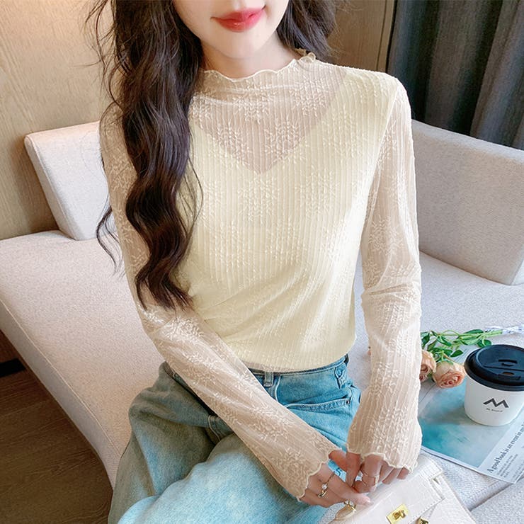総レースハイネックシアートップス | Doux Belle  | 詳細画像2 